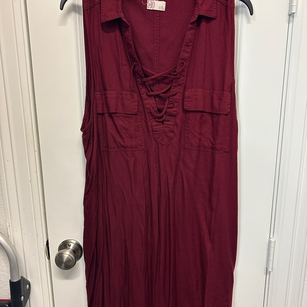 SO Deep Red Casual Dress